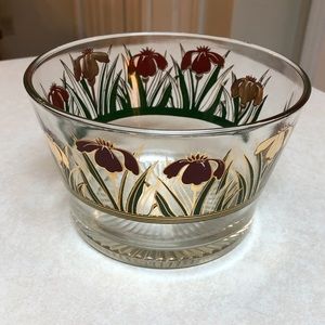 Pressed glass bowl with beautiful iris design